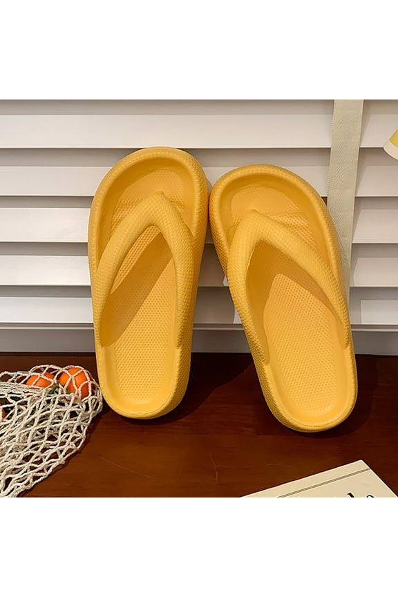 Women's Flip Flops Comfortable Summer Beach Thong Sandals for Women with Cushion Walking Arch Support Yoga Mat Indoor Outdoor Soles Yellow-J 7.5(40-41)