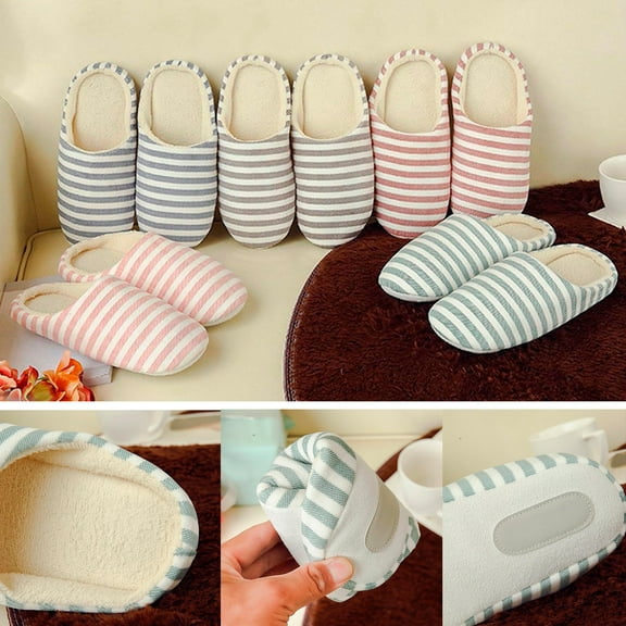 BinBiL Women's Fuzzy Slip-on Slippers Soft Comfy Memory Foam Indoor House Shoes Pink-E 6.5(38-39)