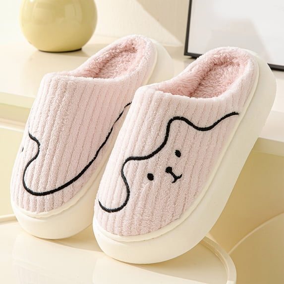 BinBiL Women's Fuzzy Slip-on Slippers Soft Comfy Memory Foam Indoor House Shoes Pink-J 40-41