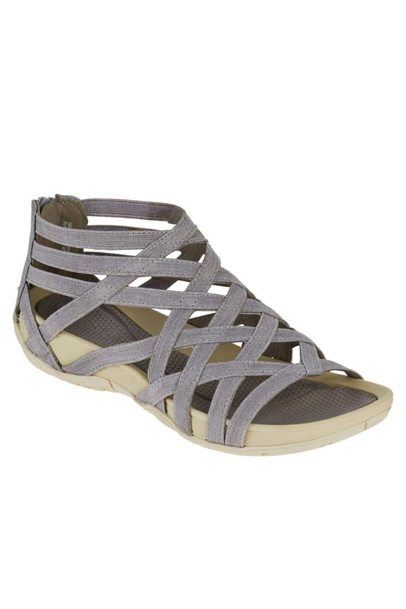 Women's Open Toe Wedge Gladiator Sandals,Strappy Zipper Orthopedic Roman Sandals,Fish Mouth Round Toe Cage Beach Sandals Gray 6.5-7(37)