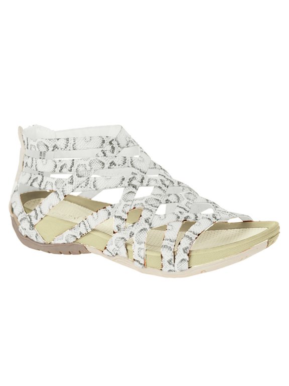 Women's Open Toe Wedge Gladiator Sandals,Strappy Zipper Orthopedic Roman Sandals,Fish Mouth Round Toe Cage Beach Sandals White 7.5(38)