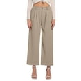 thumbnail image 1 of BinBiL Women's Spring and Solid Color Versatile Straight Tube High Waisted Commuting Suit Pants Wide Leg Pants Beige L(L), 1 of 4