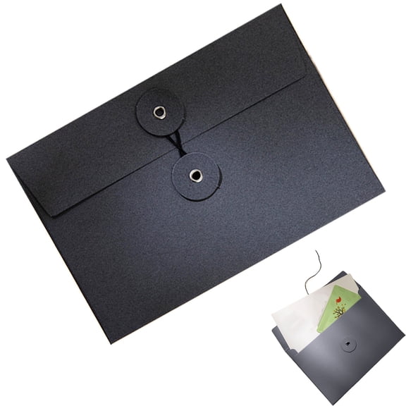 BinKFF 1 PCS Paper Envelopes with String Tie Closure Project Pockets Document Organizer Intage Sack Paper Envelopes for Mail Postcard Bills Invitation 6.61 x 4.45 Inch
