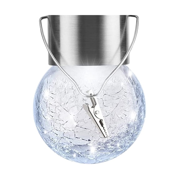 BinKFF 1 Pack Hanging Solar Powered Warm White LED Light, Cracked Glass Ball Light, Waterproof Outdoor Christmas Decorative Lantern for Garden, Yard, Patio, Lawn