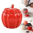 thumbnail image 1 of BinKFF 10oz Ceramic Pumpkin Jar, Pumpkin Shape Seasoning Jar, Fall Thanksgiving Candy Jars, Halloween Decorative Bowl, Cute Food Container for Kitchen Coffee Tea Sugar Snacks Soup, 1 of 7