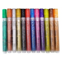 BinKFF 12 Glitter Paint Pens Sparkly and Shiny for Rock Painting, Stone, Ceramic, Glass, Wood, Fabric, Scrapbooking, DIY Craft Making, Coloring, Acrylic Glitter Markers Extra