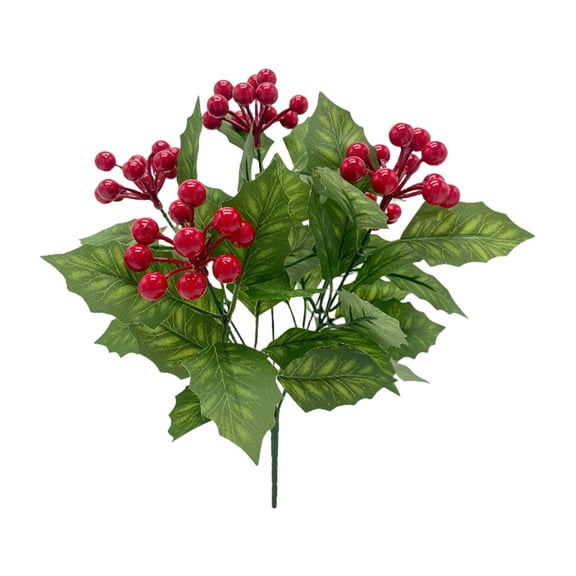 BinKFF 12'' Large Christmas Pine Picks Tree Decoration Red Berry Picks and Sprays with Cone Artificial Fake Branches Snowy Floral Flower Holly Pine for Tree Crafts Decor Faux Stem