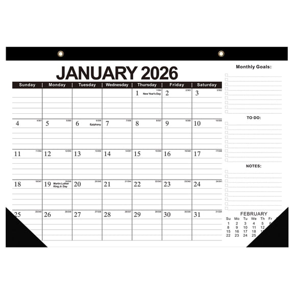 BinKFF 12 Month Desk Calendar 2026 (Jan 2026–Dec 2026) – 17" x 12" Wall Calendar with to-Do List & Notes, Yearly Wall Calendar 2026 with Moon Phase, Notes, Thick Paper