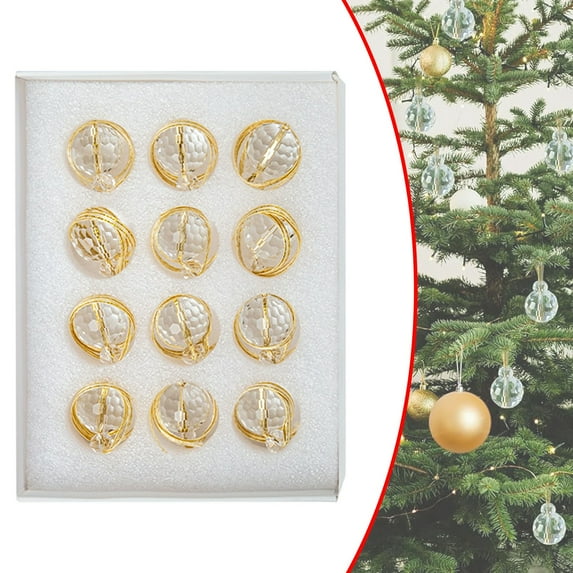 BinKFF 12 Pcs Christmas Hanging Glass Ball Ornaments Multicolor Christmas Tree Decorations Decorative Glass Balls for Xmas Tree Party Decoration Wedding, 0.9 inchs