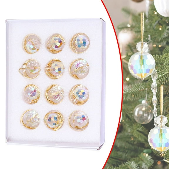 BinKFF 12 Pcs Christmas Hanging Glass Ball Ornaments Multicolor Christmas Tree Decorations Decorative Glass Balls for Xmas Tree Party Decoration Wedding, 0.9 inchs