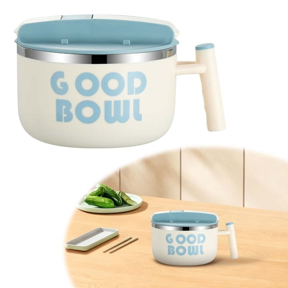 BinKFF 18/8 Stainless Steel Leak Proof Food Storage Container with Handle and Lid, Snack Bowl, Stainless Steel Bento Lunch Box, Soup Bowl, Noodle Pot, Ramen Cooker, Induction Cooker Directly