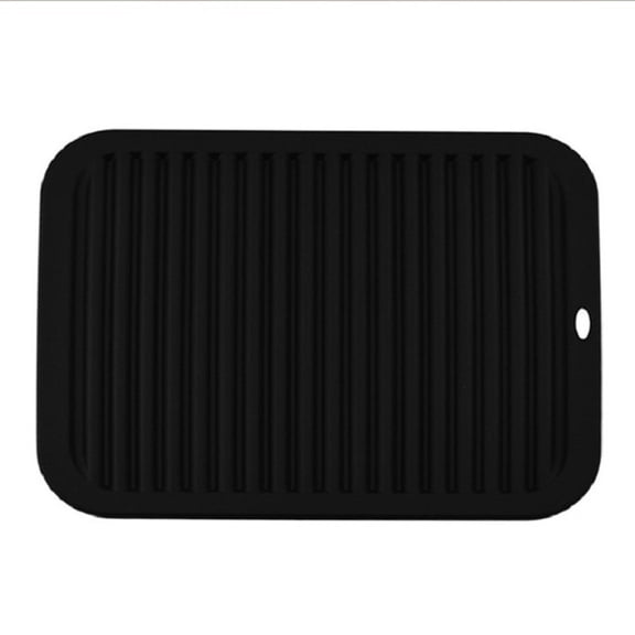 BinKFF 2 Pcs Silicone Dish Drying Mats for Kitchen Counter, Eco-Friendly Fast Dry Dish Mat, Easy Clean Multi Usage Drying Matt, Heat Resistant Trivet, 12" x 9" Large, Black