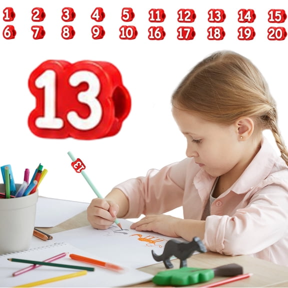 BinKFF 20/30/50 Pcs Numbered Pencil Toppers, Reusable Classroom Pencil Labels for Teachers, Pencil Tracking Markers for Supply Stations and School Organization