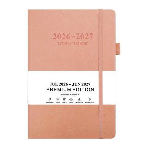 BinKFF 2026-2027 Monthly Planner (5.7'' x 8.5''), from Jul 2026 To Jun 2027, 12 Months Calendar 2026 Planner, Agenda Book with Tabs & Pocket, With 7 Color Options