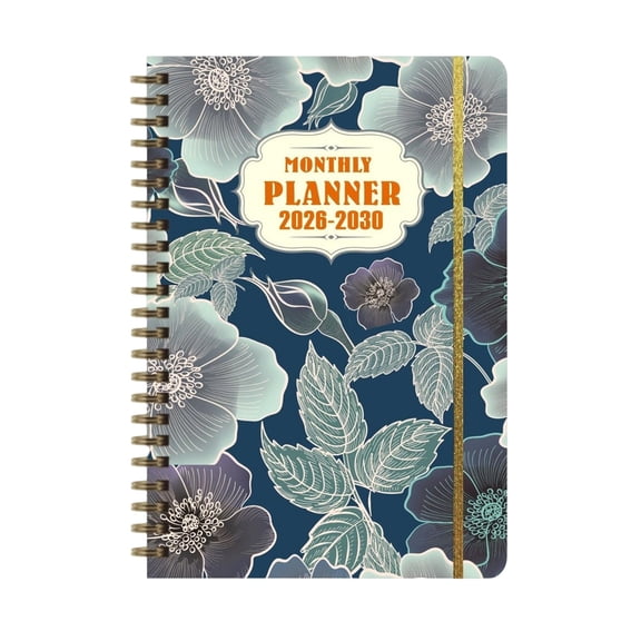 BinKFF 2026-2030 Monthly Planner - JAN 2026 - DEC 2030, 8.3" x 5.9", 5 Year Monthly Calendar 2026-2030, 60-Month Planner with Tabs, Inner Pocket, Golden Stamping