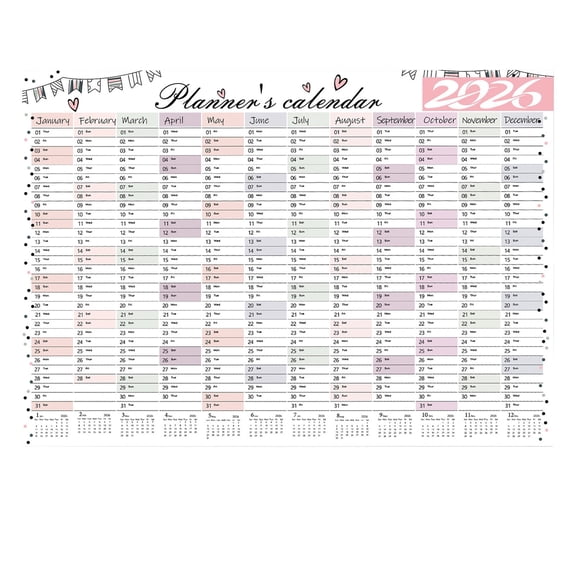 BinKFF 2026 Calendar Wall - 2026 Yearly Wall Calendar, January 2026 - December 2026, 39" x 20" (Open), Large Wall Calendar, Paper with Moon Phase, Notes, Stickers, All At One Page