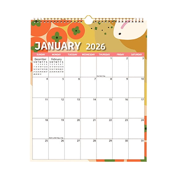 BinKFF 2026 Wall Calendar - 2026 Calendar, Jan 2026 Dec 2026, 14.57 x 11.42 In, 12 Monthly Calendar 2026 with Thick Paper, Large Ruled Blocks Notes, Holidays, Yearly Overview