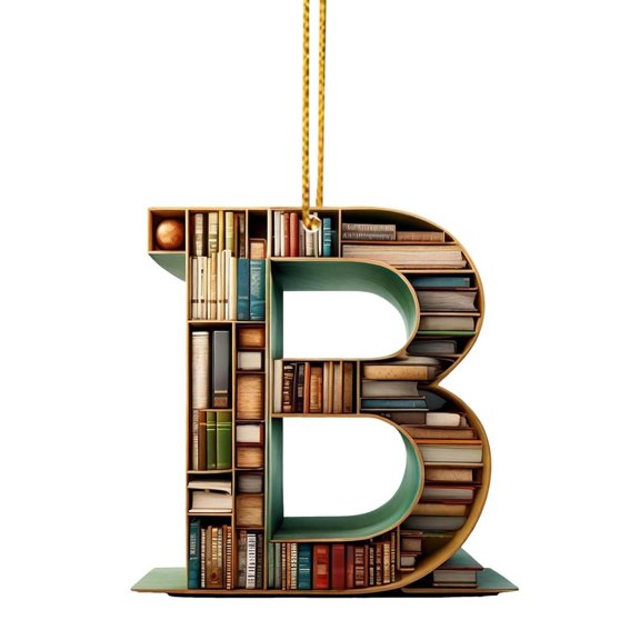BinKFF 26 Letters Christmas Tree Decorations, Christmas Letter Book Ornaments, A To Z Letter Bookshelf Christmas Book Ornament, Gift for Girl Book Lovers, Gift Idea for Christmas