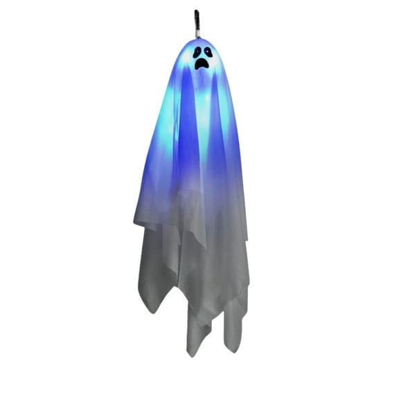 BinKFF 35.4 Inch Halloween Hanging Ghosts, LED Light Up White Ghost for Halloween Decorations Outdoor Indoor Front Tree Yard Porch Glow in The Dark, Holiday Halloween Hanging Decorations