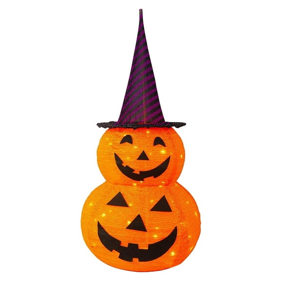 BinKFF 3FT-Halloween Decorations Outdoor – 37 Inch Collapsible Pumpkin Man with 40 LED Lights, Stretchable Pop Up Jack-o'-Lantern for Yard, Garden, Porch, Party Decor