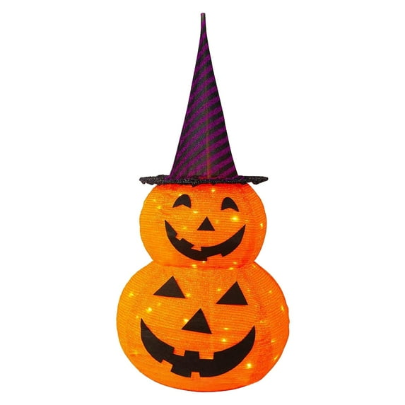 BinKFF 3FT-Halloween Decorations Outdoor – 37 Inch Collapsible Pumpkin Man with 40 LED Lights, Stretchable Pop Up Jack-o'-Lantern for Yard, Garden, Porch, Party Decor