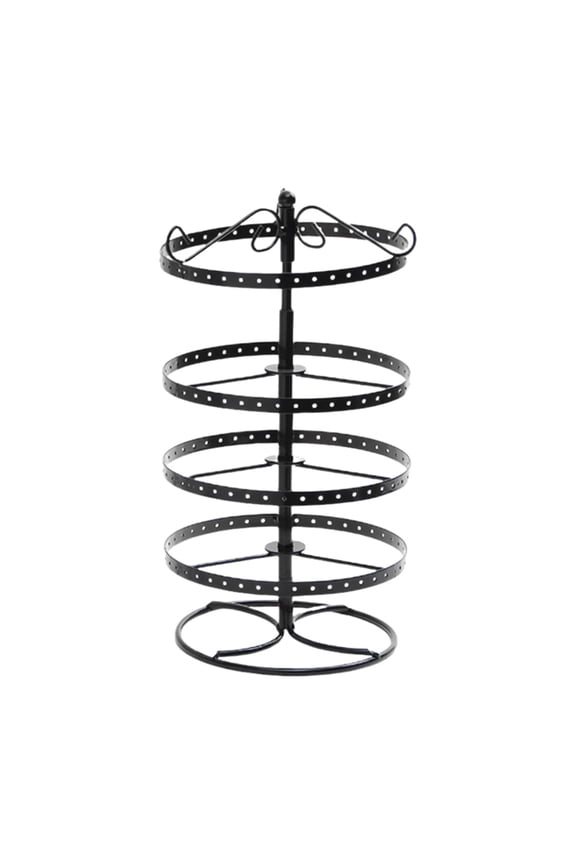 4 Tier Rotating Earring Holder Organizer Display Tree with Metal Tray, Adjustable Plastic Stand with Slots for Stud Hoop Hanger, Large Capacity Storage Rack for Women