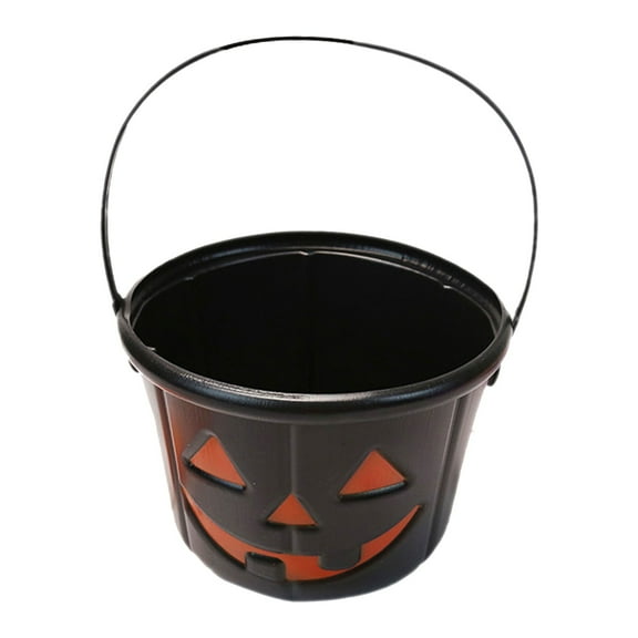 BinKFF 6.7" Halloween Trick or Treat Bucket, Halloween Jack O Lantern Candy Basket, Trick or Treat Pumpkin Pails Cauldron Kettle Candy Holder, Halloween Party Supplies