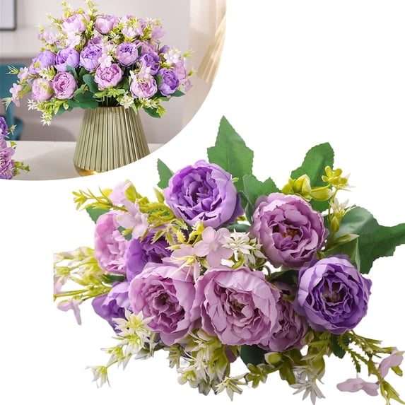 BinKFF 6 Color Rose Peony Artificial Flowers UV Resistant Fake Flowers for Outdoor Garden Decor Wedding Bouquets Home Decoration Porch, Patio Table Centerpiece