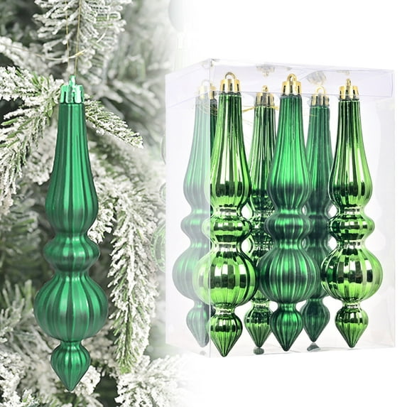 BinKFF 6 Pcs 6.7 Inch Silver Mercury Glass Finial Christmas Ornaments Hanging Christmas Finials Glass Ornaments Assorted Mercury Decor for Xmas Tree Vintage Holiday Decoration