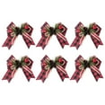 thumbnail image 1 of BinKFF 6 Pcs Christmas Bows with Pine Cones Pine Needles Xmas Buffalo Plaid Bows Black White Plaid Ribbon Christmas Tree Wreath Decoration for Xmas Parties Indoor Outdoor DIY Decor, 1 of 3