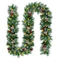 thumbnail image 1 of BinKFF 6ft Christmas Garland with Lights,Lighted Artificial Flowering Pine Garland for Mantle,Green Christmas Winter Garland with Pine Cones and Red Berry for Indoor Outdoor Decor, 1 of 5