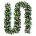 thumbnail image 1 of BinKFF 6ft Christmas Garland with Lights,Lighted Artificial Flowering Pine Garland for Mantle,Green Christmas Winter Garland with Pine Cones and Red Berry for Indoor Outdoor Decor, 1 of 5