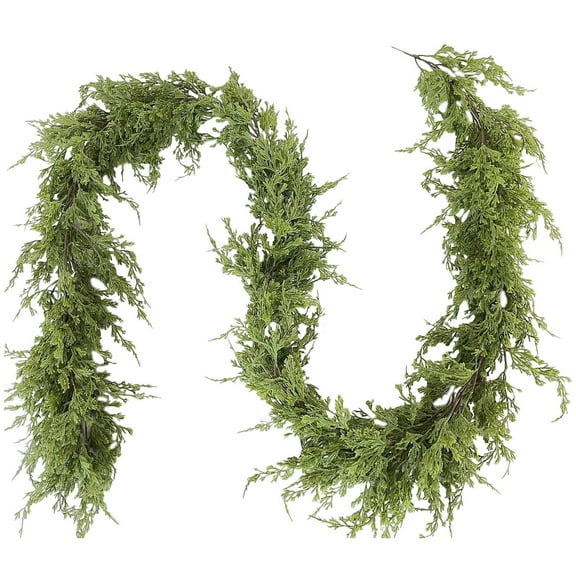 BinKFF 8.9FT Extra Full Cedar Garland Real Touch Faux Cedar Garland Christmas Greenery for Mantle Stairs Table Wall Front Door Indoor Outdoor Christmas Xmas Decor Decorations