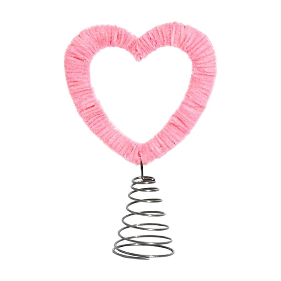 BinKFF 9.5" Valentine's Day Tree Topper Disco Sequin Treetop Glitter Heart Tree Topper Decoration with Spiral Base Valentine's Day Love Ornament for Wedding Party Table Supplies