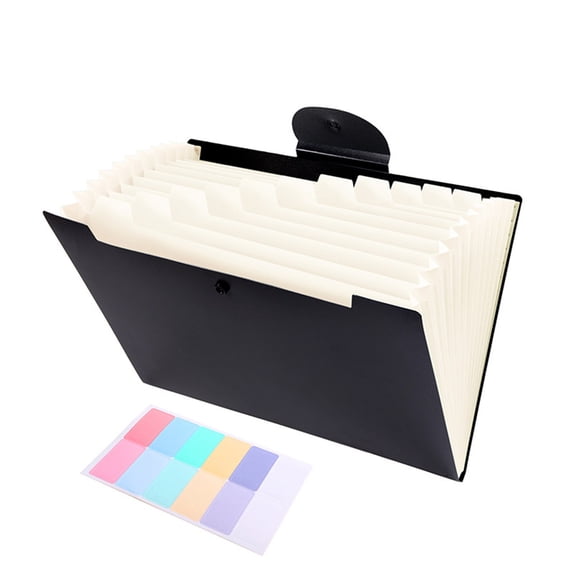 BinKFF Accordion File Organizer, 12 Pocket Expanding File Folder with Labels, Letter Size Folders for Documents, Portable Paper Bill Receipt Organizer for Home Office Supplies