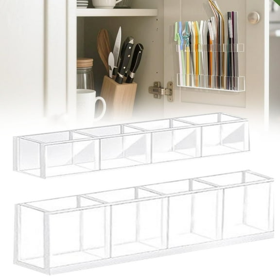BinKFF Adhesive Cabinet Door Organizer Storage Caddy, Clear Lid Organizer Inside Cabinet Wall Mounted Pantry Door Caddy for Food Container Lid Kitchen Under Sink Basket