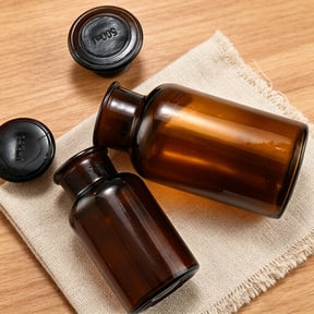 BinKFF Amber Glass Bottle with Stopper, Glass Bottles, Vanilla Extract Bottles Empty Cosmetic Containers Leakproof for Homemade Essential Oils, Potion, Juice, Ginger Shots