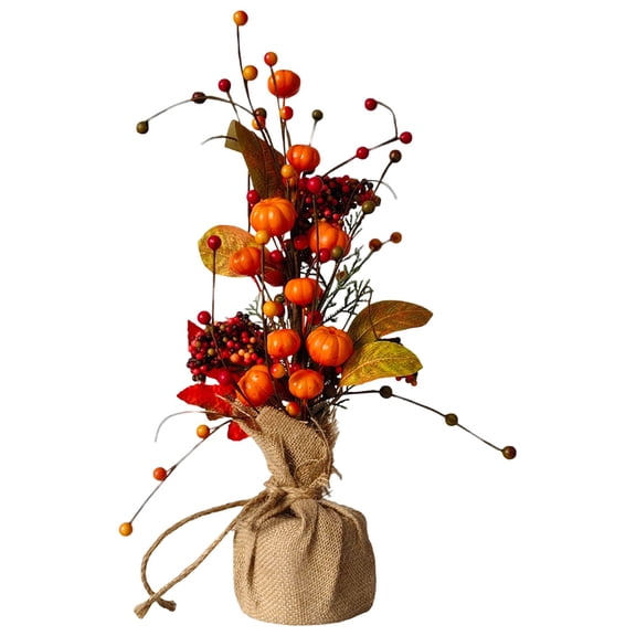 BinKFF Artificial Pumpkin Stems Fall Flowers Fake Maple Leaves Stems Floral Arrangement Autumn Branches for Thanksgiving Harvest Home Table Wedding Table Vase Decor
