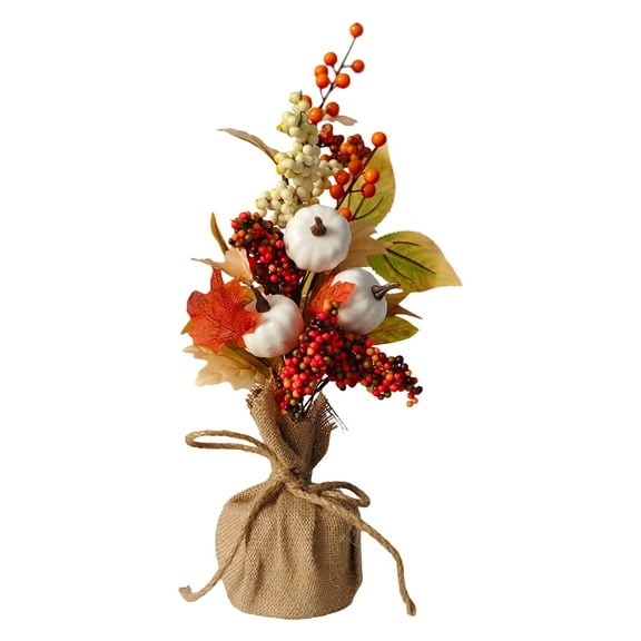 BinKFF Artificial Pumpkin Stems Fall Flowers Fake Maple Leaves Stems Floral Arrangement Autumn Branches for Thanksgiving Harvest Home Table Wedding Table Vase Decor