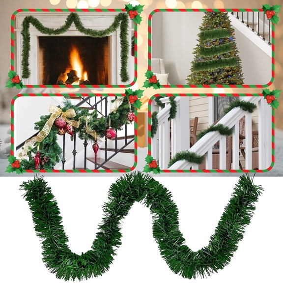 BinKFF Artificial Spruce Christmas Garland, Non-Lit Soft Green Holiday Decorations for Outdoor or Indoor Use, Premium PVC Home Garden Artificial Greenery, Wedding Party Decor