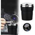 thumbnail image 1 of BinKFF Ashtray with Lid,Smokeless Ashtray for Cup Holder Smell Proof,Detachable Stainless Steel Car Ash Tray with LED Auto Light, for Most Car, Office, Home, 1 of 8