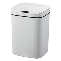BinKFF Automatic Bathroom Trash Can with Lid, 3.1/3.7/4/4.2 Gallon Slim Touchless Garbage Can, Waterproof Motion Sensor Trash Bin for Bathroom, Office, Kitchen, White