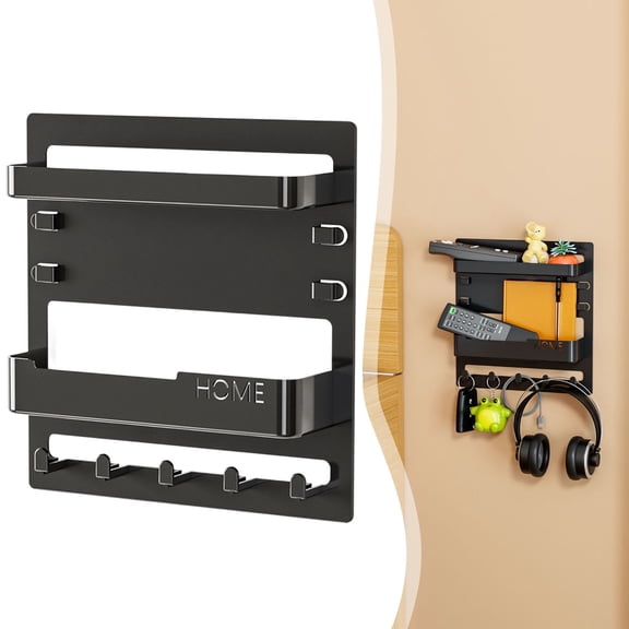 BinKFF Bedside Wall Organizer, Wall Mount Self Stick On, Cute Room Decor Aesthetic, Girls Room Decor, Cool Stuff for Bedroom Storage and Organization, 9.5x9.1 inchs