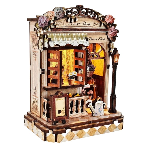 BinKFF Book Nook Kit - DIY Miniature House Kit for Adults, Teens and Beginners, Dollhouse Booknook Library Tiny House Bookshelf Decor 3D Wooden Puzzle, Gifts for Family, Friends