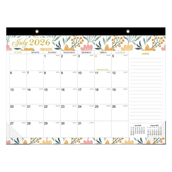 BinKFF Calendar 2026-2027, Monthly Desk Calendar from July 2026 to December 2027, 13" x 17.7", Large Desktop Calendar Monthly, Perfect for Home or Office, Floral
