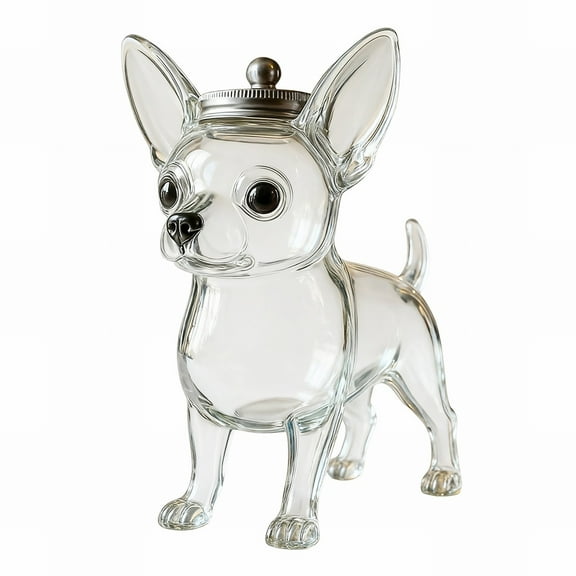 BinKFF Candy Jar,Dog Treat Glass Jar,Pet Snack Storage Container,Adorable Dog Shaped Glass Candy Jars,Reusable Creative Theme Display Treat Container Decor for Countertop Kitchen