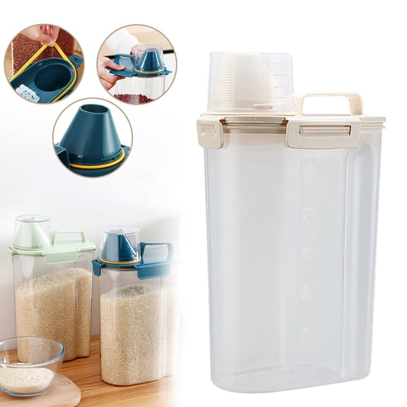 BinKFF Cereal Containers Storage, 3L Airtight Plastic Cereal Dispenser, Large Dry Food Storage Containers with Pouring Spout, Measuring Cup for Flour and Grain,BPA Free