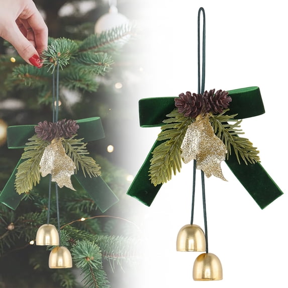 BinKFF Christmas Bell Ornaments Bow Pinecone Decorations Hanging Velvet Ornaments Cute Winter Decorations Xmas Trees House Decorations for Christmas Holiday Party Supply
