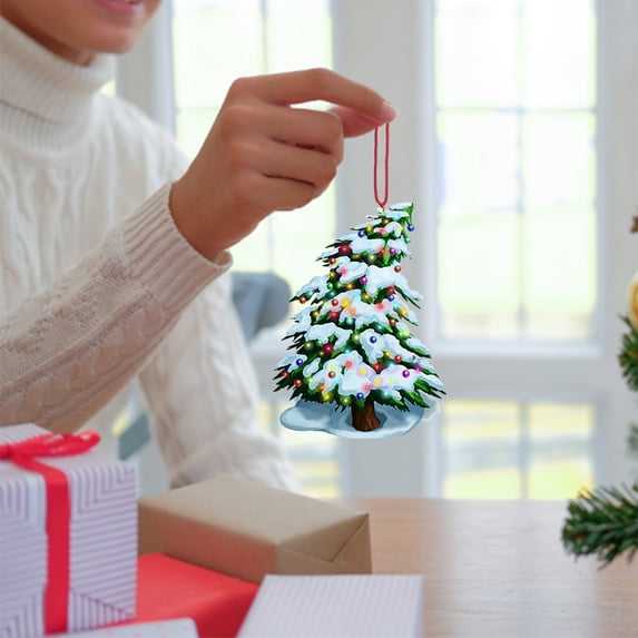 BinKFF Christmas Decor for Window Door, Christmas Tree ornament Vintage Xmas Tree Pendants Hanging Pendants for Holiday Party, Cute Christmas ornament, Home Decoration