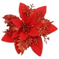 thumbnail image 1 of BinKFF Christmas Decoration - 1PCS Glitter Poinsettia 5.5" Artificial Christmas Flowers with Clips Stems Fake Flowers for DIY Wreath Garland Xmas Tree New Year Wedding Party Ornament, 1 of 4